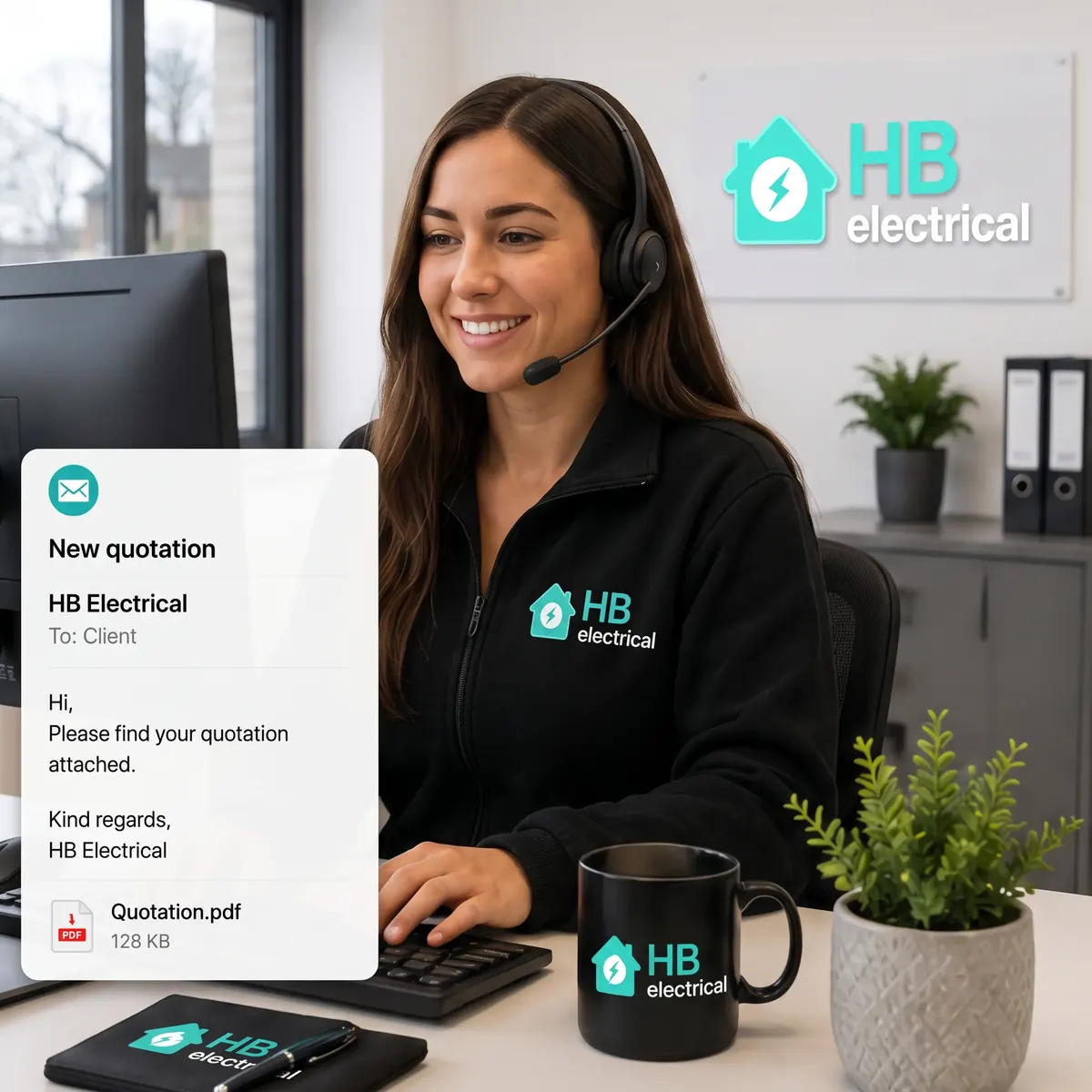 HB Electrical office sending a quotation